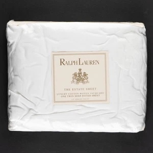 New Twin Fitted Sheet, 3 Available, Alissa White Jacquard Weave by Ralph Lauren - Picture 1 of 7