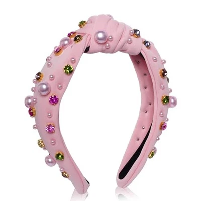 Diadema baotongle para mujer cristal adornado pelado 1 unidad (paquete de 1) rosa Foto 1 de 4