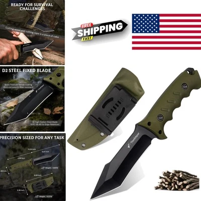 Durable Tanto Camping Knife D2 Steel 5 Inch Blade Lightweight and Portable - Image 1 of 4