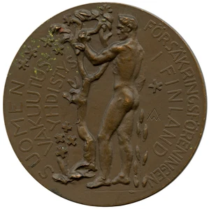 Finland Hombre Desnudo, Relander Finlandés Seguro Medalla de Bronce 56mm 72g - Imagen 1 de 4