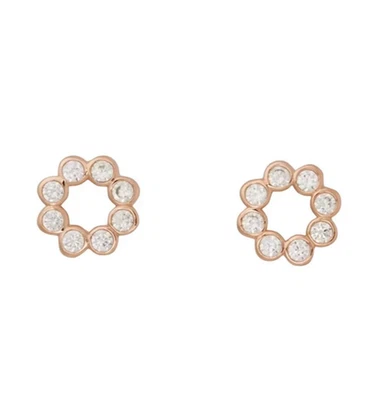 Aretes Kate Spade círculo completo enchapados en oro rosa transparente O0RU2366 tachuelas regalo Foto 1 de 4