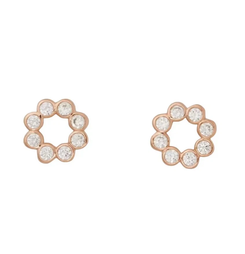 Aretes Kate Spade círculo completo enchapados en oro rosa transparente O0RU2366 tachuelas regalo Foto 1 de 4