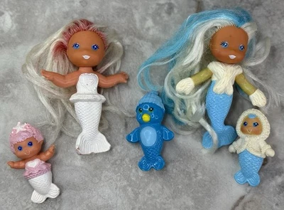 Lote de 5 bebés Kenner Sea Wees Mermaids & Sea Wees 1983 1984 azul y rosa de colección Foto 1 de 4