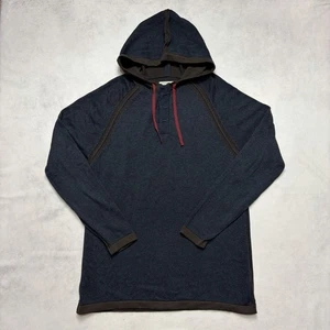 Carbon 2 Cobalt Sweater Mens Large Blue Hoodie Raglan Cashmere Cotton Henley - Picture 1 of 8
