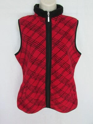 CHALECO KAREN SCOTT MUJER M rojo negro suave polar cuello falso cremallera cuello falso Foto 1 de 4