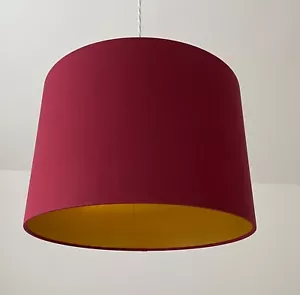 Lampenschirm Burgund Baumwolle Gebürstet Gold Trommel Lampenschirm - Bild 1 von 9