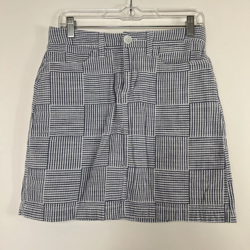 Falda corta Croft & Barrow para mujer talla 4 por encima de la rodilla mini línea A azul acolchada a rayas Foto 1 de 4