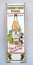 Vintage Honey Bee Brandy Ad Porcelain Enamel Sign Board Old Rare Collectible
