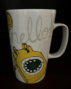 Starbucks 2015 Hello gelb Drehtelefon Telefon Kaffeebecher 16 Unzen TOP - Bild 1 von 7