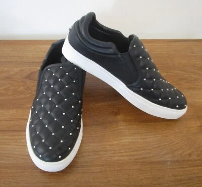 Tenis sin cordones Steve Madden ELLEN negros plateados con tachuelas para mujer talla 7 Foto 1 de 4