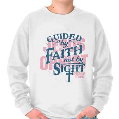 Guided By Faith Not By Sight Religious Jesus Mujer Cuello Redondo Sudadera Pullover Foto 1 de 4