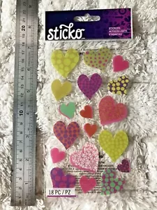 Glitter Hearts with circles Sticko Stickers EK Success 18 Pces Buy 2 Get 1 Free - Picture 1 of 3
