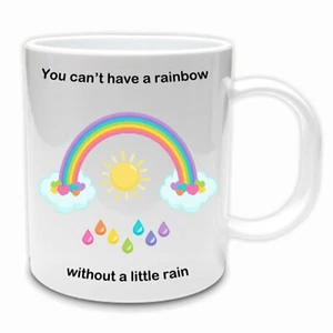 RAINBOW POSITIVE QUOTE MUG CUP  Love Positivity Happiness & Hope Love Gift Idea - Picture 1 of 6