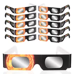 Solar Eclipse Glasses (10 pack) Blocks 100% of Harmful UV & IR Light ISO 12312-2 - Picture 1 of 8