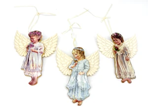Heavens Little Angels Garden Satin Wing Dona Gelsinger Porcelain Ornaments Set-3 - Picture 1 of 20