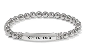 Brighton Silver Crystal Meridian Grandma Petite Bead Stretch Stack Bracelet New - Picture 1 of 2