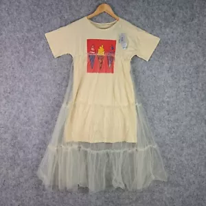 Unbranded Dress Womens Small Beige Shirt Tulle Ice Cream Short Sleeve NEW 4198 - Picture 1 of 12