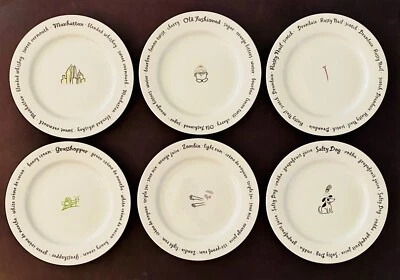 Seis (6) platos de jerga Pottery Barn bebidas mixtas cócteles aperitivo postre Foto 1 de 4