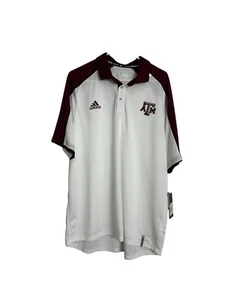 Adidas Texas A&M Texas Aggies Mens Size XL Polo Shirt White Maroon Short Sleeve - Picture 1 of 8