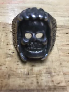 Vintage 1985 G&S Punk Goth Schädel Grabtuch Biker Ring Gr. 11 handgefertigt Sammlerstück - Bild 1 von 4
