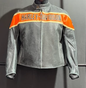 Harley-Davidson Herren Motorradjacke aus schwarzem Leder - Rindslederjacke - Bild 1 von 12