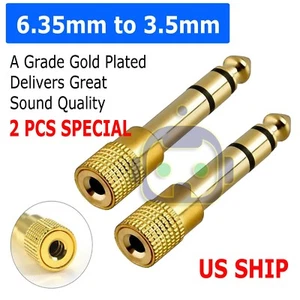 6.3mm 1/4" Male plug to 3.5mm 1/8" Female Jack Headphone Audio Adapter - Picture 1 of 4