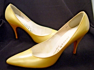 Joseph Larose Vintage 50’s 60’s Yellow Gold Pump Heel Shoe Evening - Picture 1 of 9