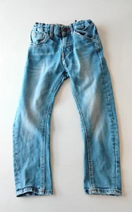 H&M Boys Size 4-5Y Blue Tapered Jeans Denim Adjustable Waist - Picture 1 of 7