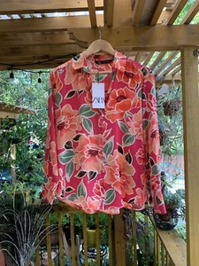 ZARA WOMENS LONG SLEEVES FLORAL PRINT SATIN SHIRT XS/S - Picture 1 of 8