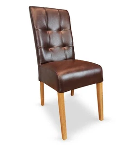 Braun Echtleder Esszimmerstühle Albert Pik Leder Stuhl Sessel Stühle Lehnstuhl - Bild 1 von 11