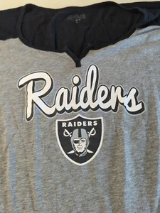Womens NFL Team Apparel V-Neck Raiders Est 1960 Logo Heather Grey Tee T-Shirt XL - Picture 1 of 6