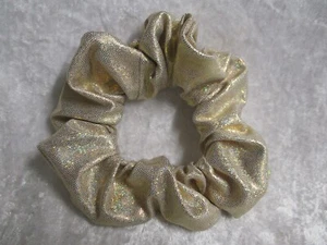 Jazberryz Pale Gold Sparkles Spandex Hair Scrunchie Handmade Dance School Girls - Picture 1 of 1