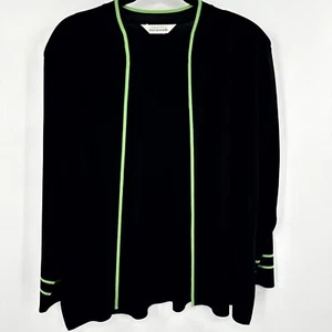Exclusively Misook Cardigan Sweater Womens Large Black Long Sleeve Open Front - Picture 1 of 9