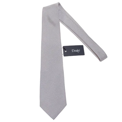 Corbata Drake's nueva con etiquetas en patrón geométrico azul y blanco 100 % seda Foto 1 de 4