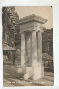 Real Photo Postcard Chase Memorial Fountain Springfield VT - Picture 1 of 1