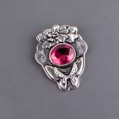 Colgante de joyería de plata de ley 925 hecha a mano con piedras preciosas de turmalina rosa regalo para Foto 1 de 3