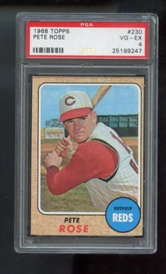 Tarjeta de béisbol 1968 Topps #230 Pete Rose Cincinnati Reds en muy buen estado-ex MLB PSA 4 graduadas Foto 1 de 2