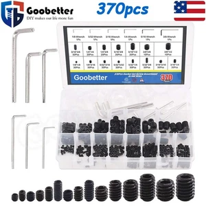 Juego de tornillos de cabeza Allen SAE 370 piezas Juego de tornillos hexagonales de punta de copa 12,9 negro - Imagen 1 de 10