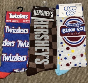 Charms Blow Pop Cherry Hershey’s & Twizzlers Socks ~Sock Size 10-13 NEW - Picture 1 of 7