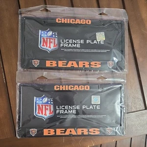 2x CHICAGO BEARS NFL Official Licensed Black Metal Auto License Plate Frame - Picture 1 of 1