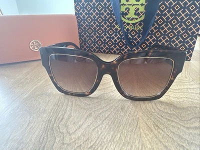 TORY BURCH TY7180F 172813 Dark Tortoise Brown Gradient Lens Gold Sunglasses - Image 1 of 4