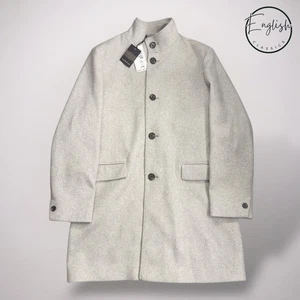 Autograph Wool Blend Funnel Neck Coat Men’s Large Silver / Grey M&S - Picture 1 of 9