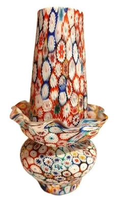 Italian 2 piece Milifiori Glass Fairy Lamp With Ruffled Base - Image 1 of 3