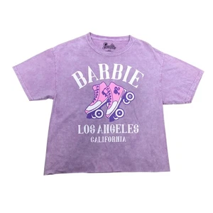 Barbie Women’s Roller Skate LA California Purple Cropped Retro T-Shirt Sz M Rare - Picture 1 of 6