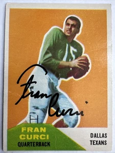 Tarjeta firmada autografiada por Frank Curci 1960 Fleer #11 Dallas Texas RC - Imagen 1 de 4