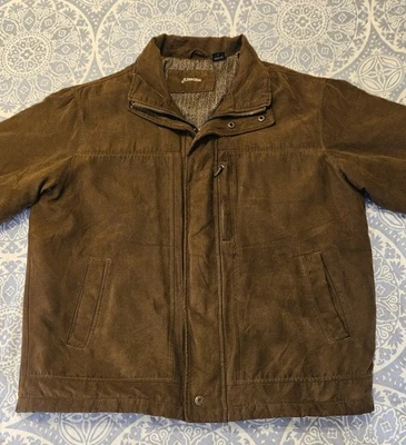 St Johns Bay Soft Shell Insulated Jacket Mens Sz L Zipper Button Up Brown  - Image 1 of 4