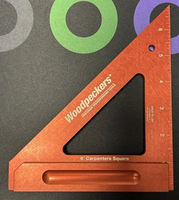 Woodpeckers 6 inch Aluminum Carpenter Square CRPSQ6-INRD Precision Woodwork NOS - Image 1 of 4