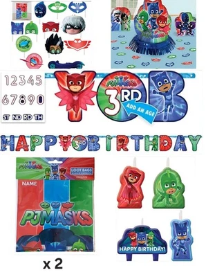 PJ Masks - 6 Piece Birthday Party Decoration Kit - Banner/Backdrop/Candle Etc - Image 1 of 4