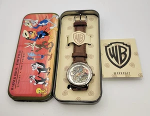VTG 1990s Warner Bros. Timepiece by Fossil 3-D Skeleton 34mm Watch w tin RUNS - Picture 1 of 5