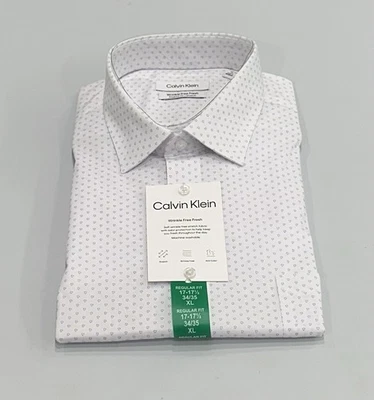 Мужская сорочка Calvin Klein без складок, белая, размер XL (17-17,5,34/35) - Изображение 1 из 4
